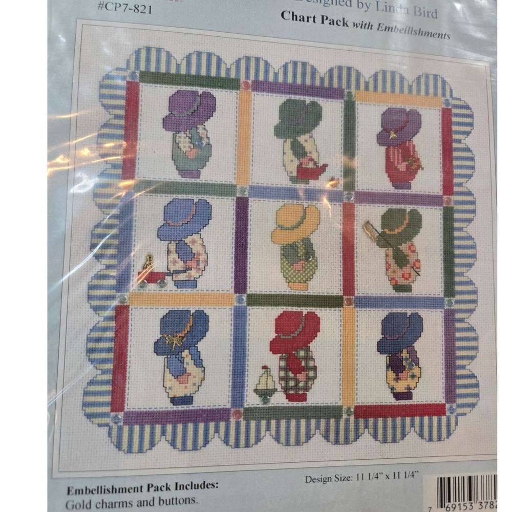 The Design Connection Sunbonnet Sam Quilt Sampler Pattern‎ NEW Charms Buttons - Picture 5 of 7